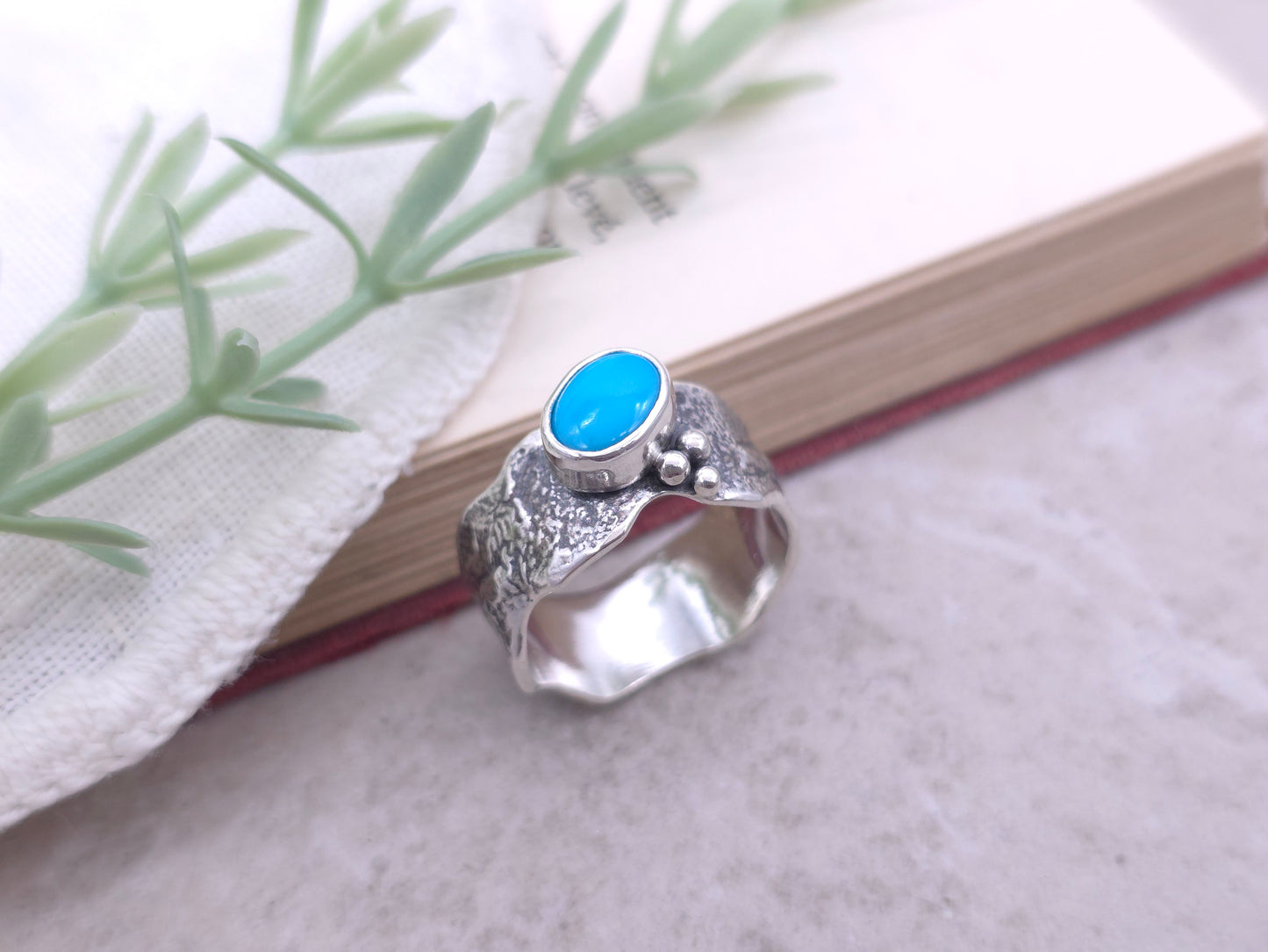 Sterling Silver & Bluejay Turquoise Ring Size 6 1/2