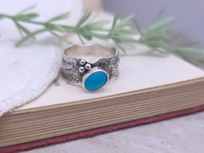 Sterling Silver & Bluejay Turquoise Ring Size 6 1/2