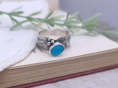 Sterling Silver & Bluejay Turquoise Ring Size 6 1/2