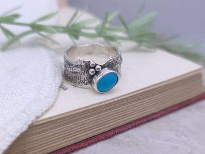 Sterling Silver & Bluejay Turquoise Ring Size 6 1/2