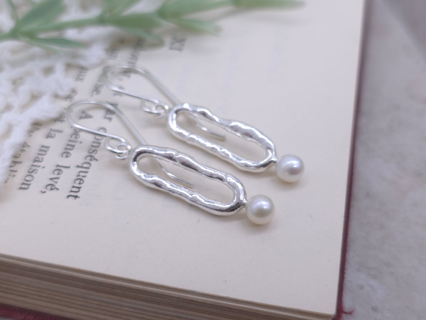 Sterling Silver Molten Pearl Earrings