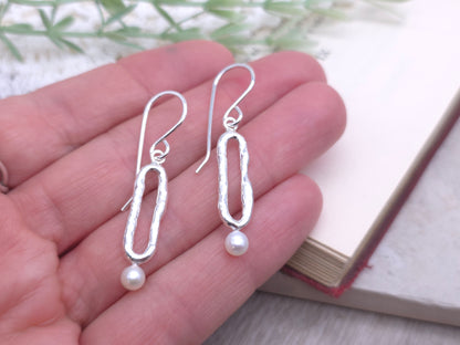 Sterling Silver Molten Pearl Earrings