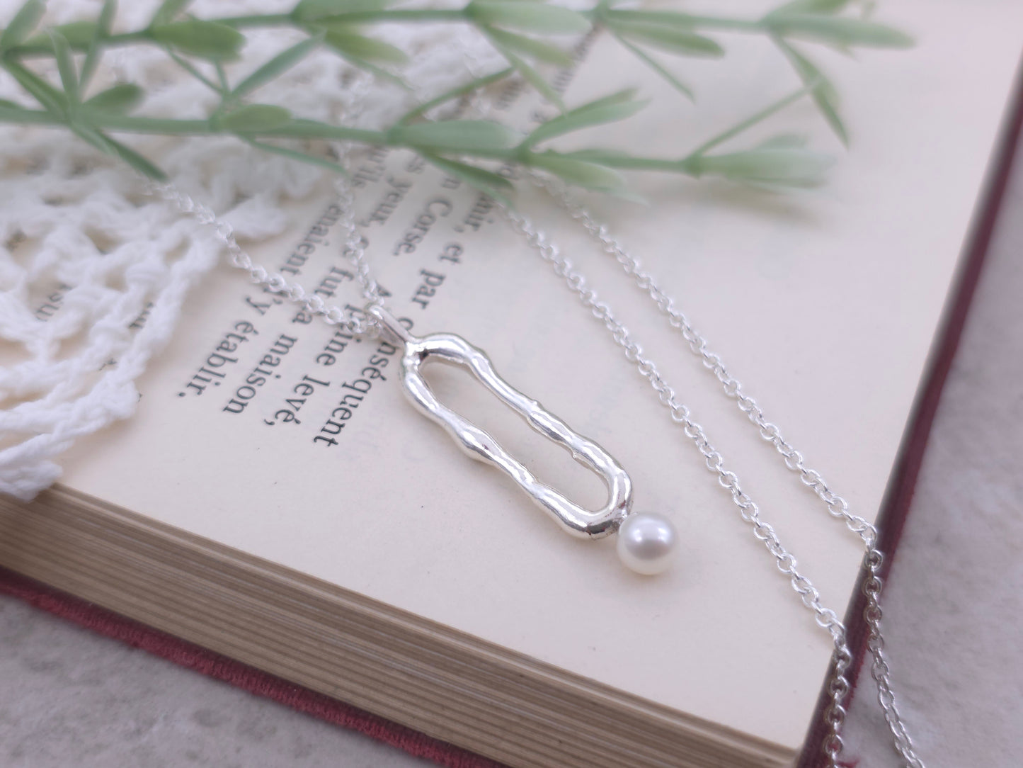 Sterling Silver Molten Pearl Necklace