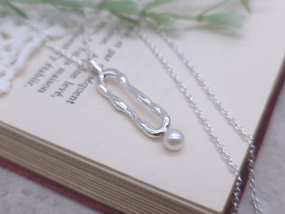 Sterling Silver Molten Pearl Necklace