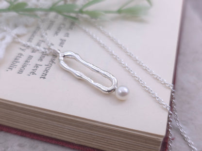 Sterling Silver Molten Pearl Necklace