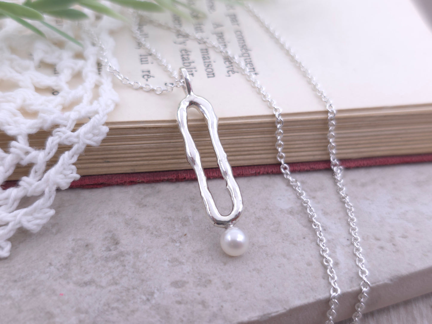 Sterling Silver Molten Pearl Necklace