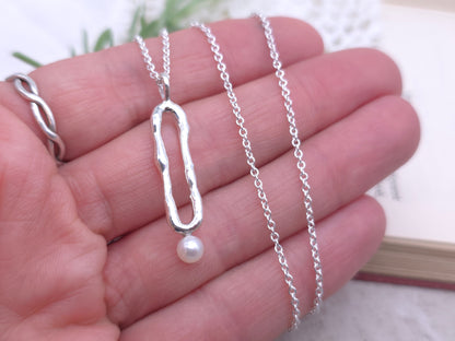 Sterling Silver Molten Pearl Necklace