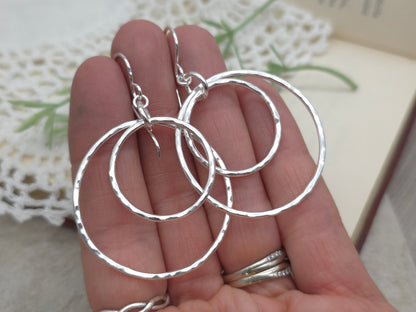 Sterling Large Double Circle Hoop Earrings