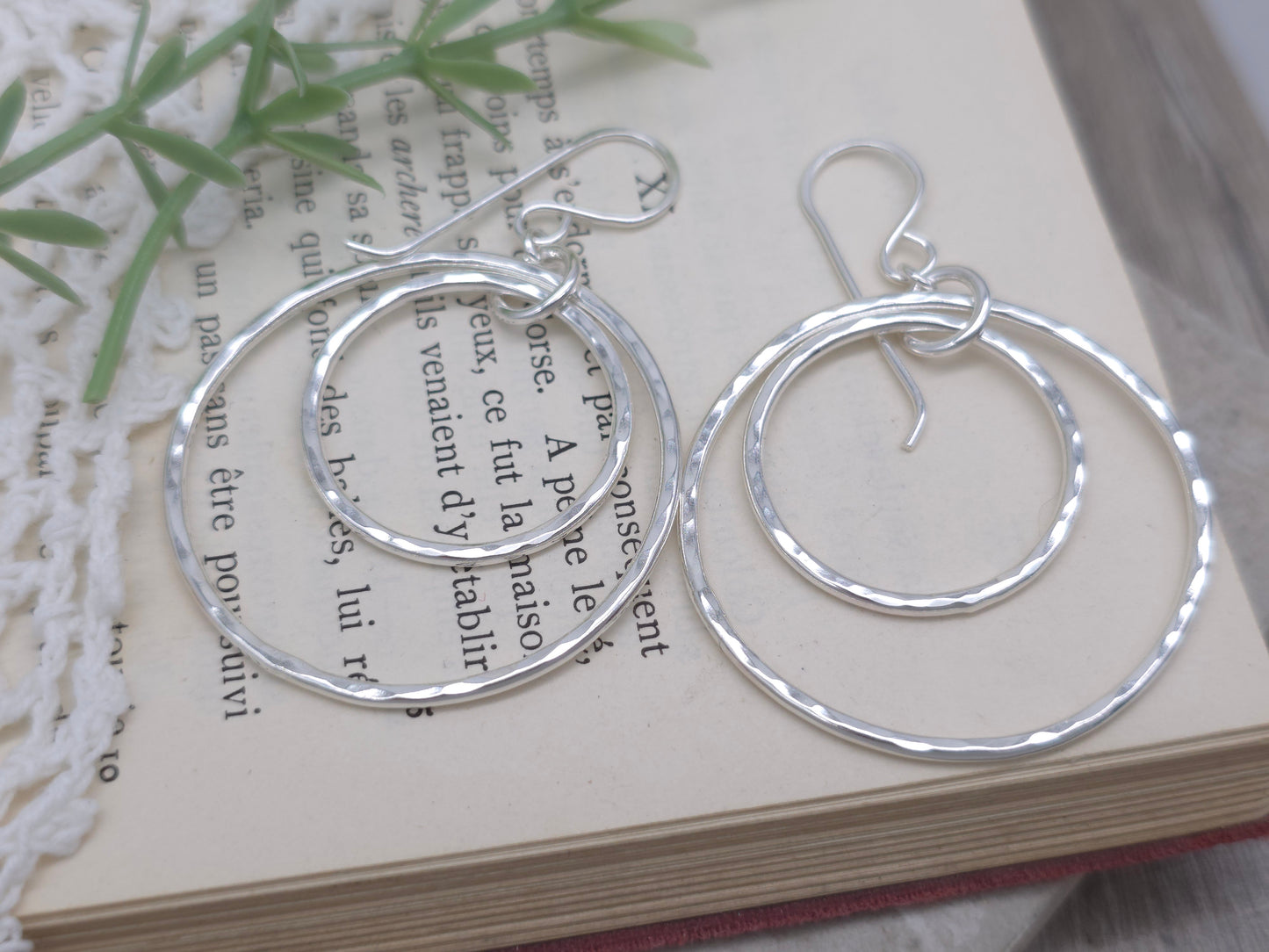 Sterling Large Double Circle Hoop Earrings