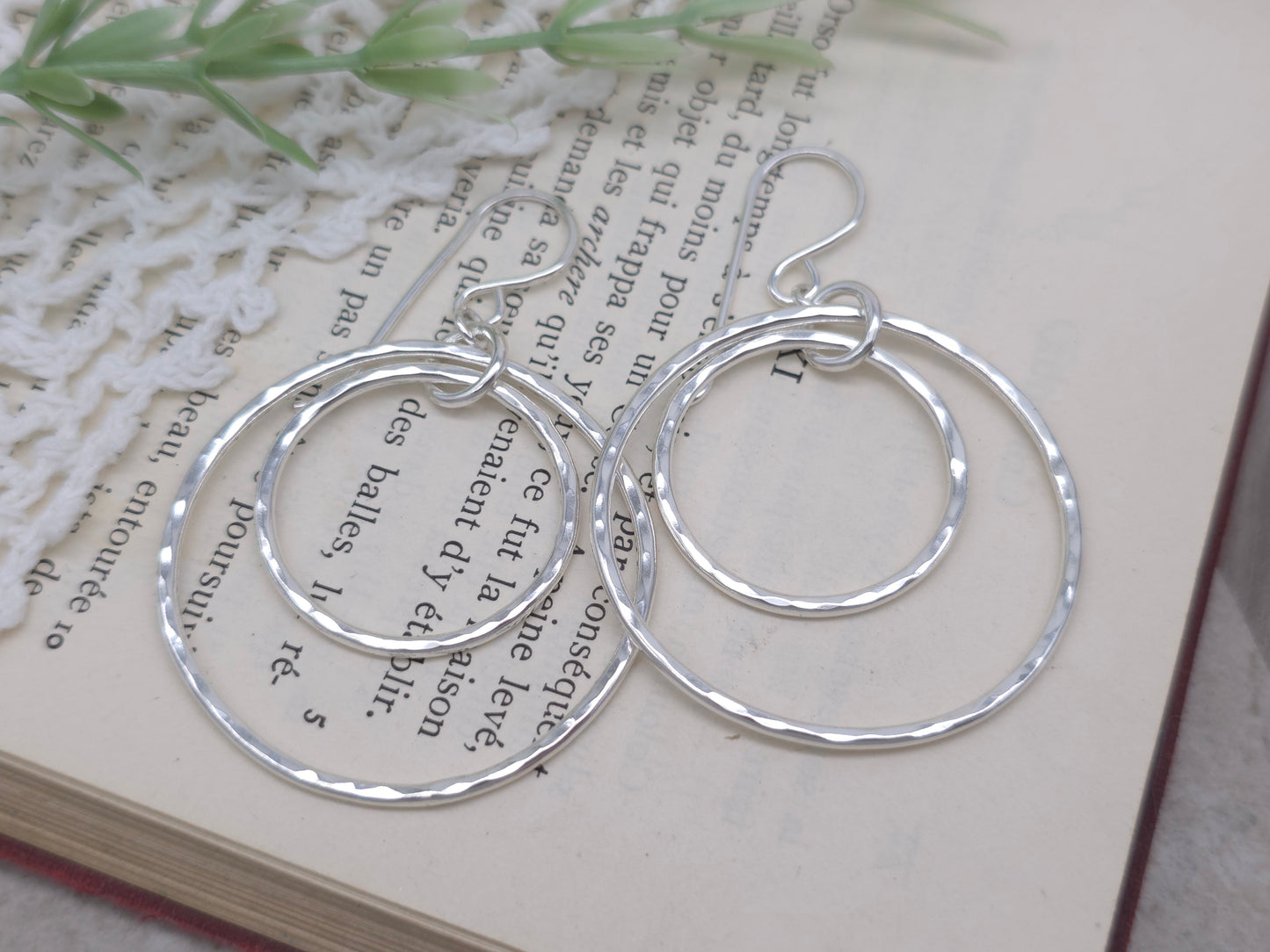 Sterling Large Double Circle Hoop Earrings