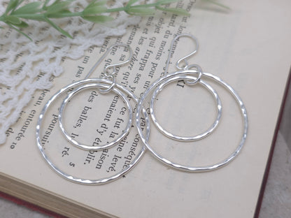 Sterling Large Double Circle Hoop Earrings