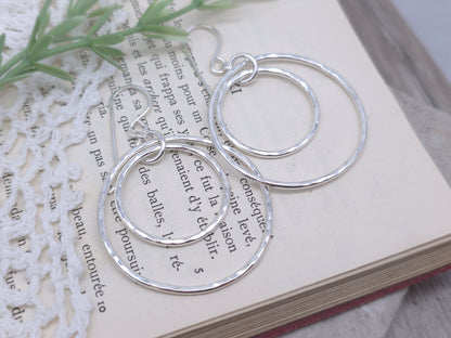 Sterling Large Double Circle Hoop Earrings