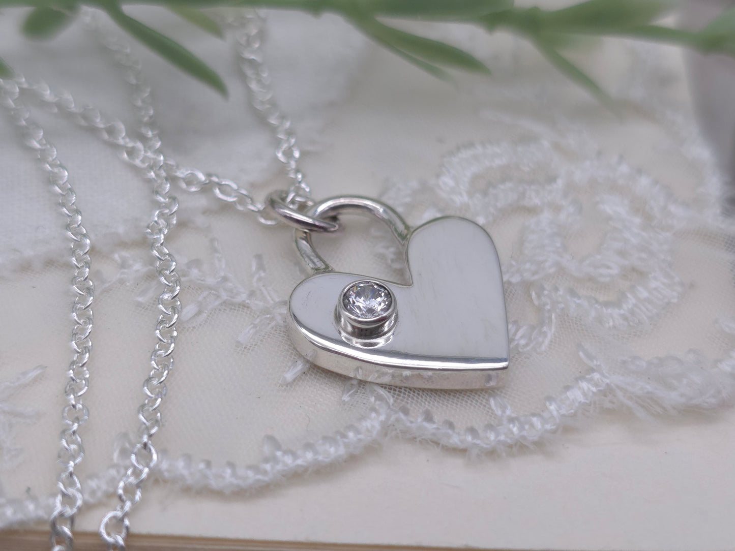 Sterling Silver Swarovski Crystal Heart Necklace