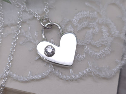 Sterling Silver Swarovski Crystal Heart Necklace