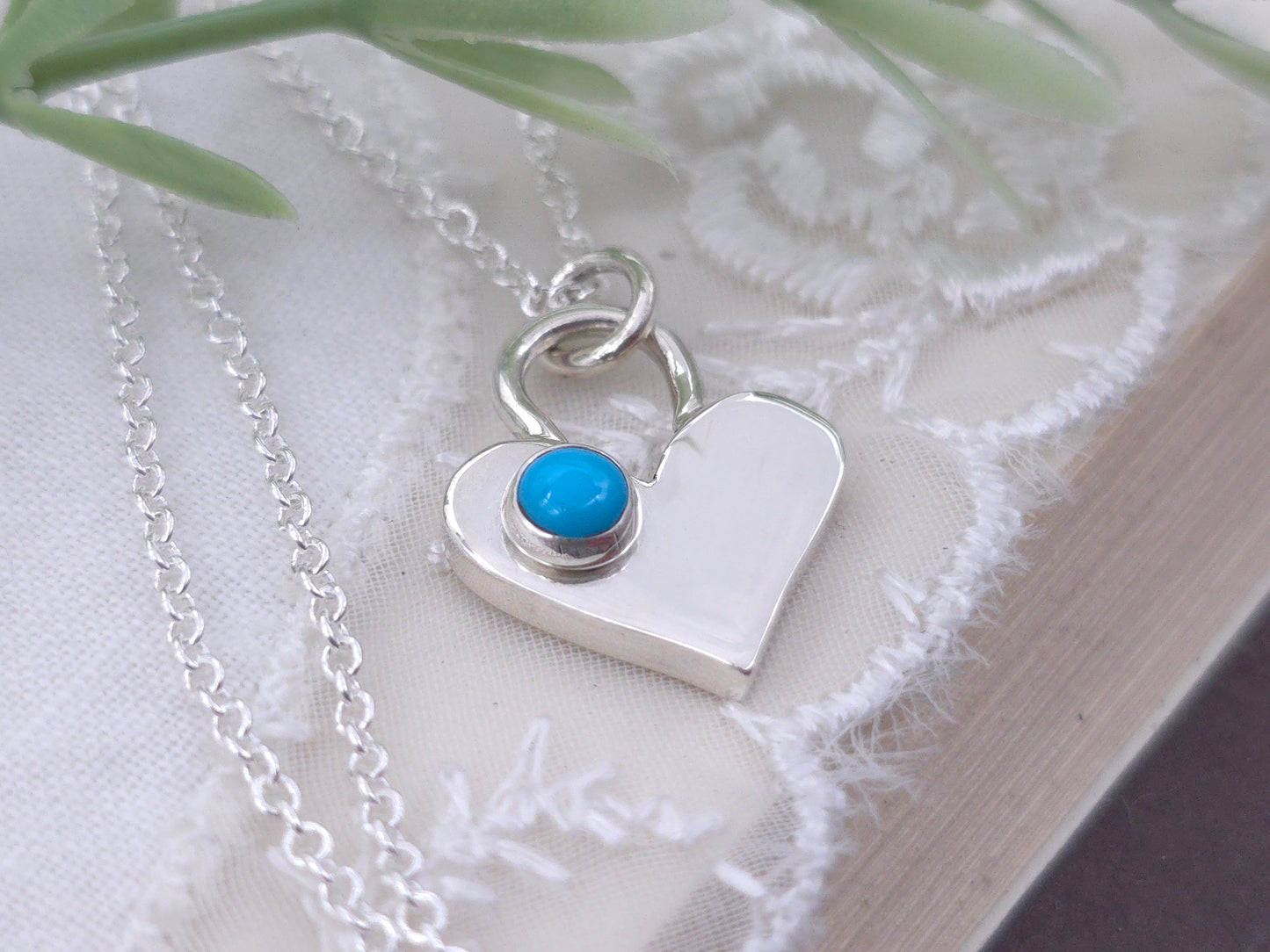 Sterling Silver & Turquoise Heart Necklace