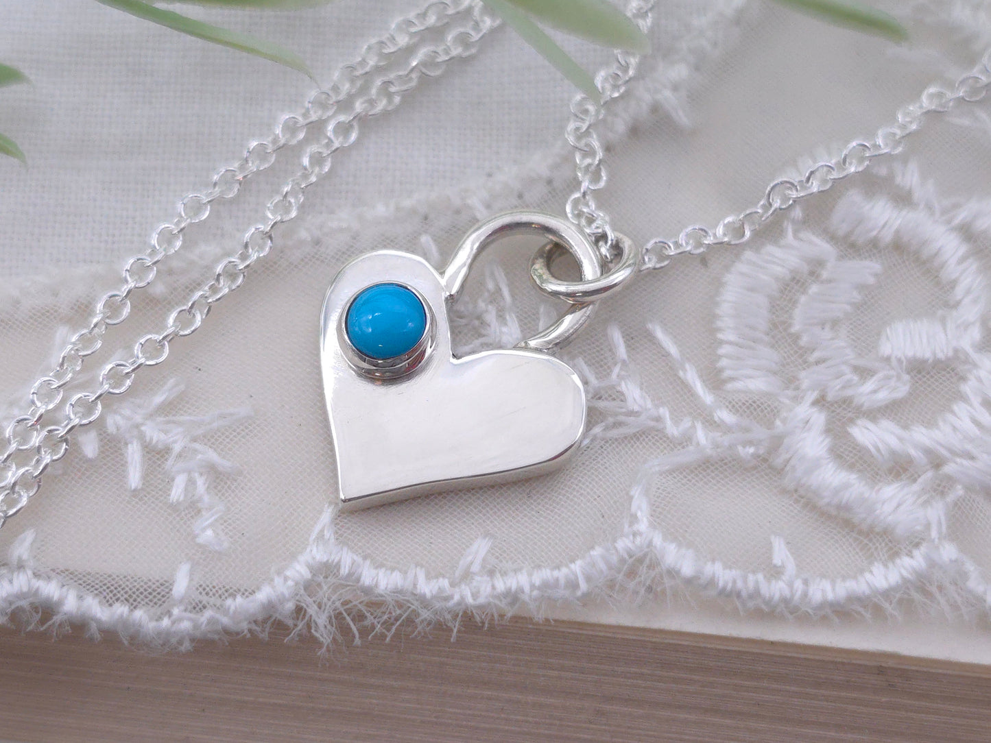 Sterling Silver & Turquoise Heart Necklace