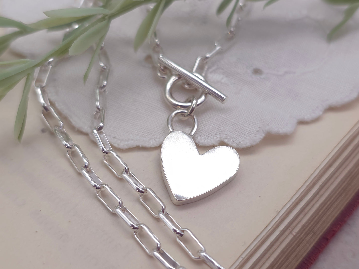 Sterling Silver Front Clasp Heart Charm Necklace