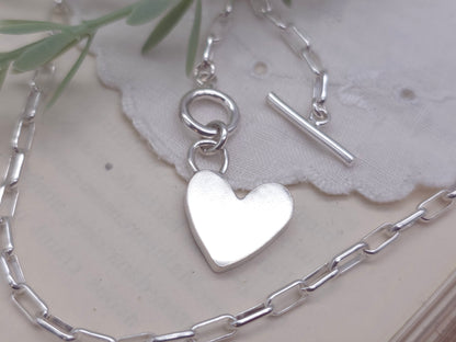 Sterling Silver Front Clasp Heart Charm Necklace