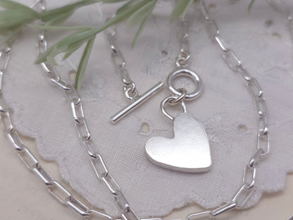 Sterling Silver Front Clasp Heart Charm Necklace