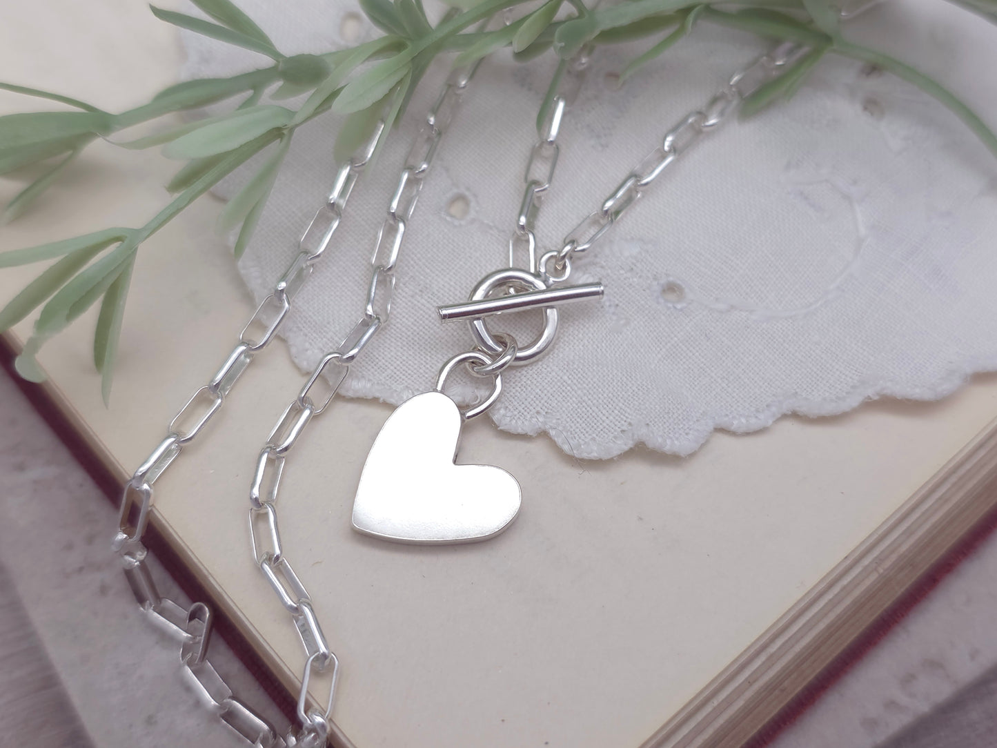 Sterling Silver Front Clasp Heart Charm Necklace