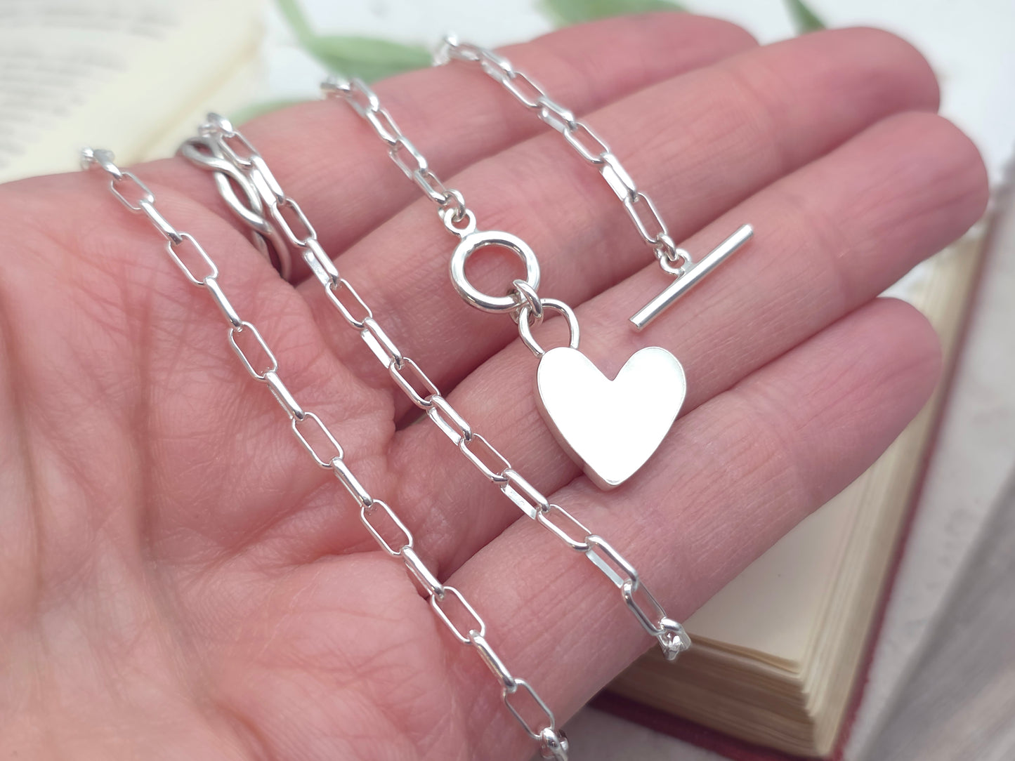 Sterling Silver Front Clasp Heart Charm Necklace