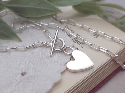 Sterling Silver Front Clasp Heart Charm Necklace