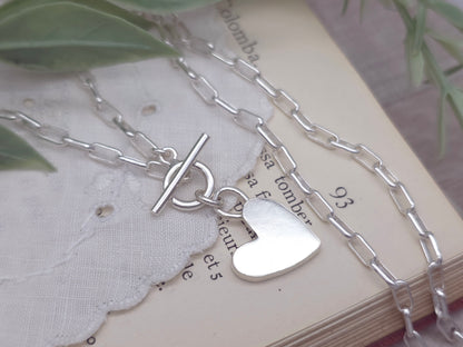 Sterling Silver Front Clasp Heart Charm Necklace