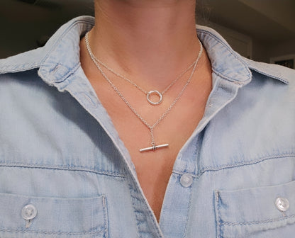 Sterling Silver Toggle Bar Pendant Necklace