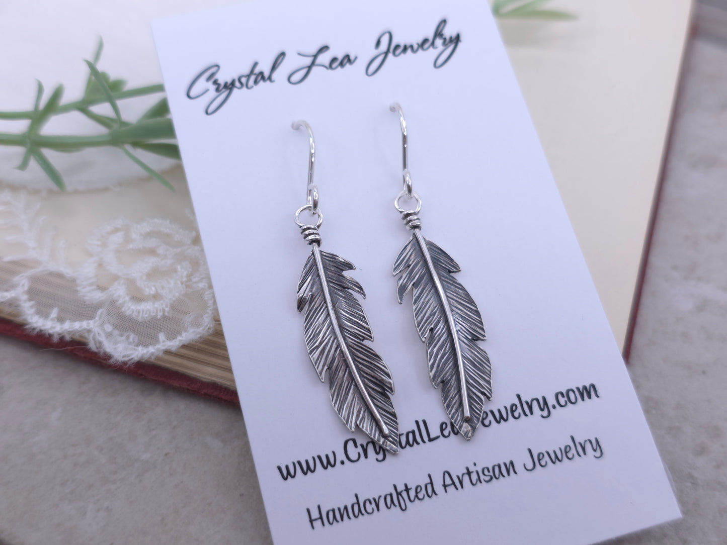 Sterling Silver Feather Earrings / Nature lover