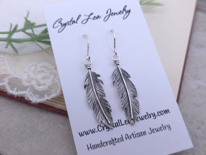 Sterling Silver Feather Earrings / Nature lover