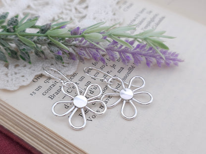 Sterling Silver Large Flower Earrings / Flower / Daisy / Boho