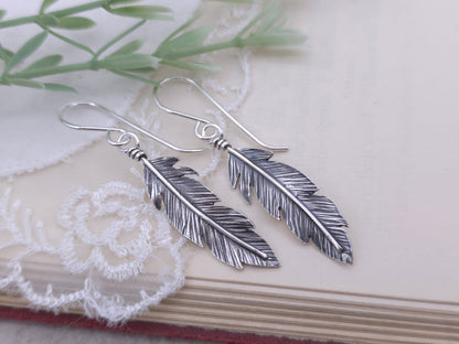 Sterling Silver Feather Earrings / Nature lover