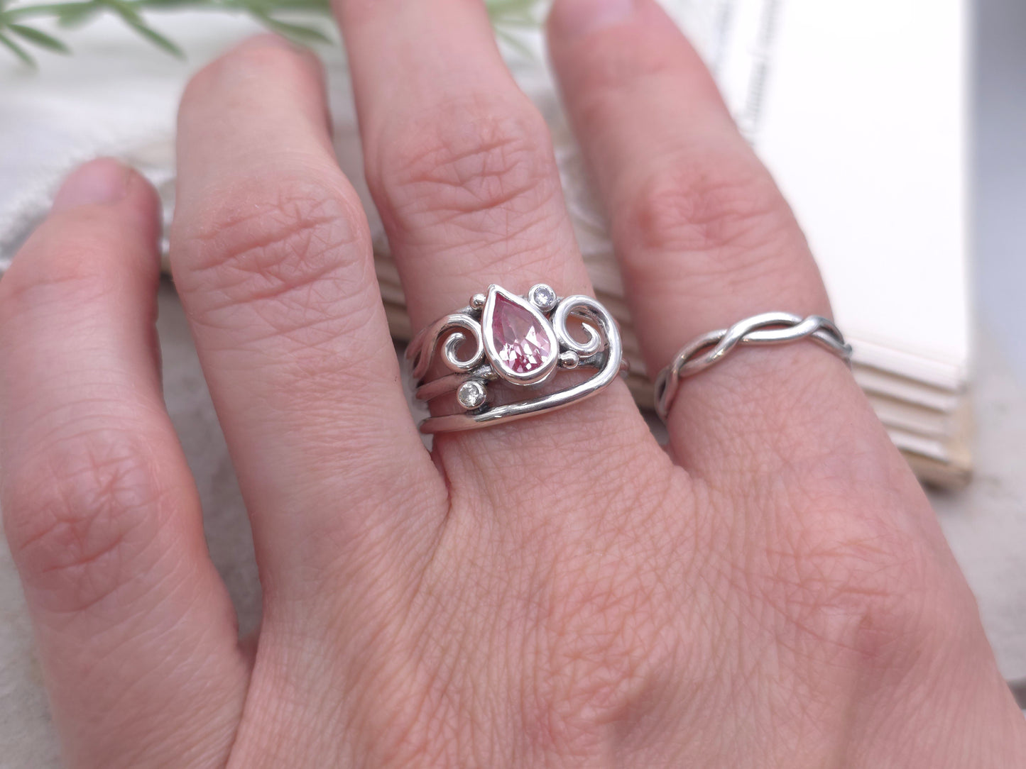 Sterling Silver & Pink Sapphire Ring