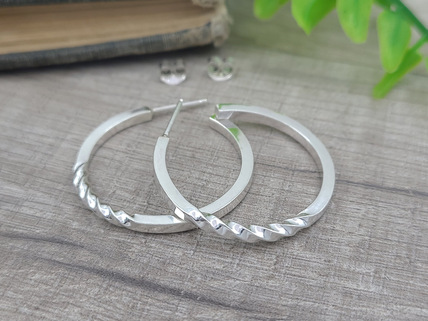 Sterling Silver Twisted Hoop Earrings