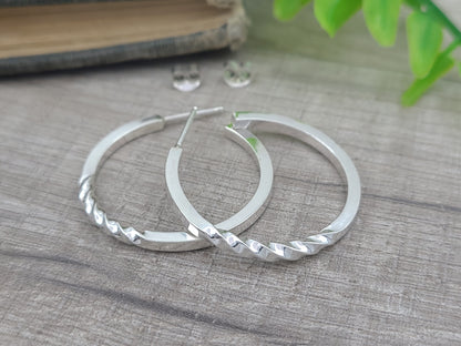 Sterling Silver Twisted Hoop Earrings