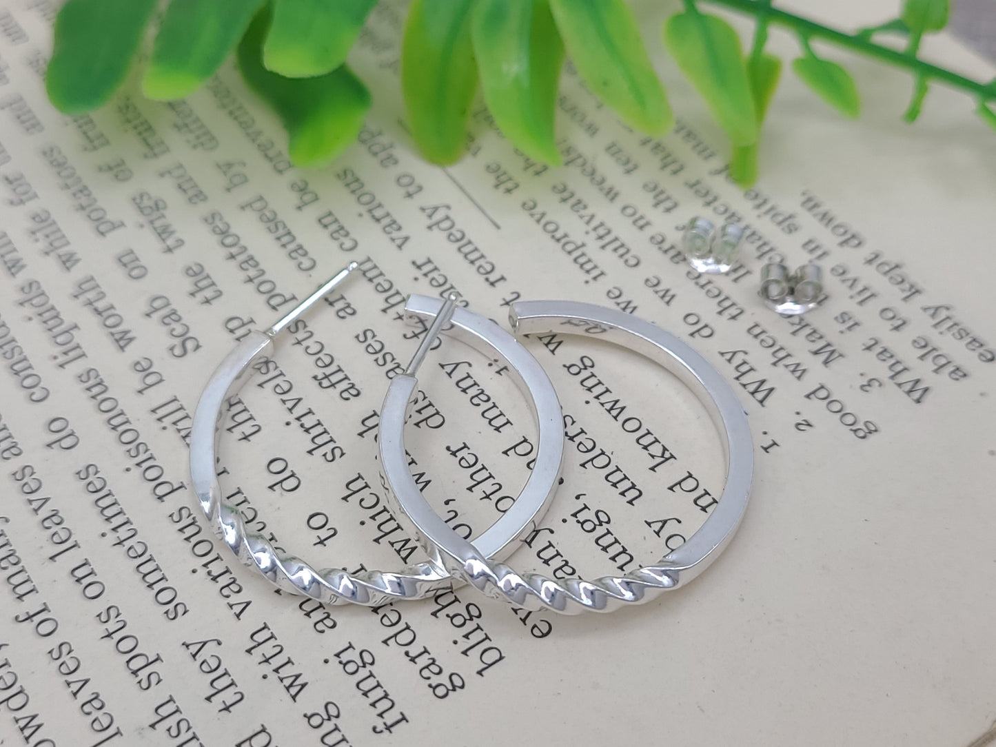 Sterling Silver Twisted Hoop Earrings