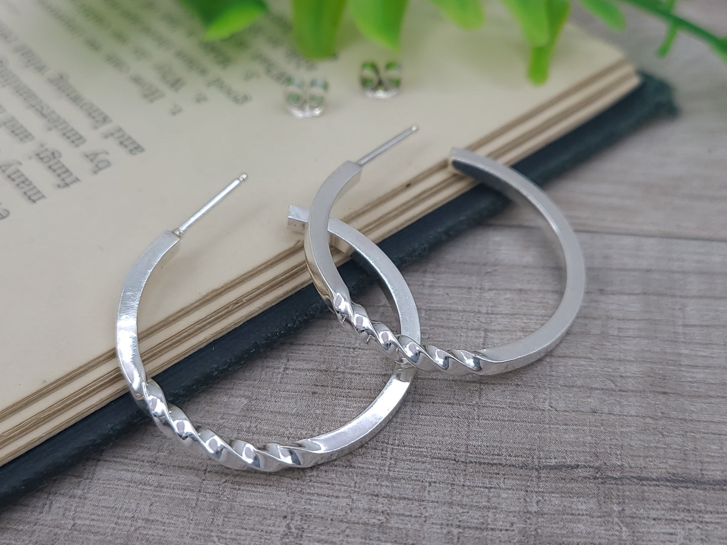 Sterling Silver Twisted Hoop Earrings