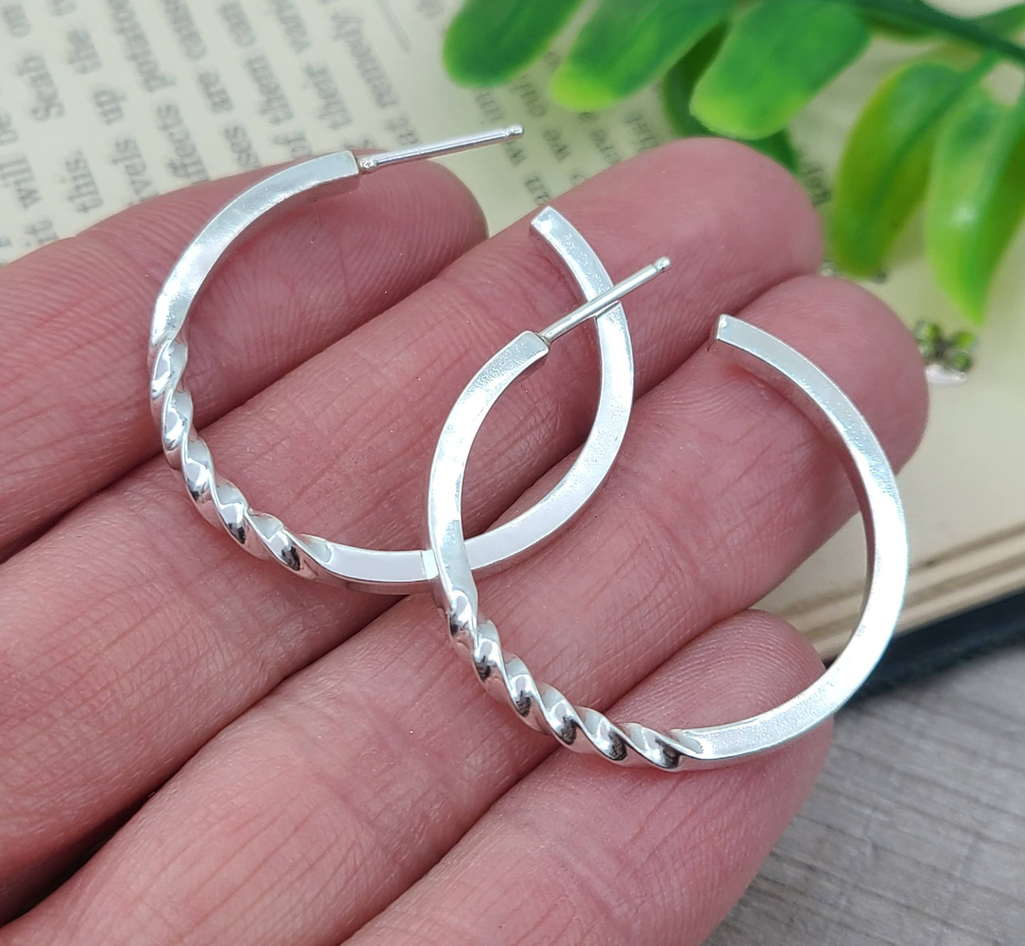 Sterling Silver Twisted Hoop Earrings