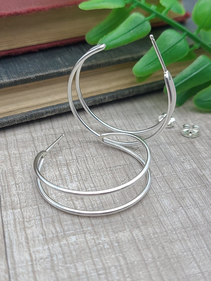 1" Sterling Double Hoop Earrings