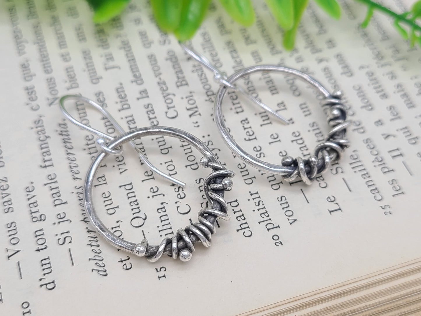 Rustic Sterling Hammered Hoop Earrings