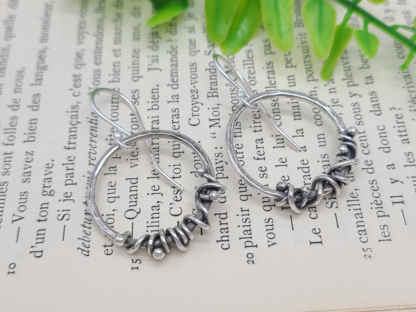 Rustic Sterling Hammered Hoop Earrings