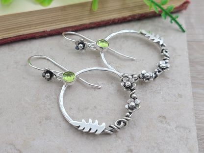 Sterling Silver Peridot Secret Garden Earrings