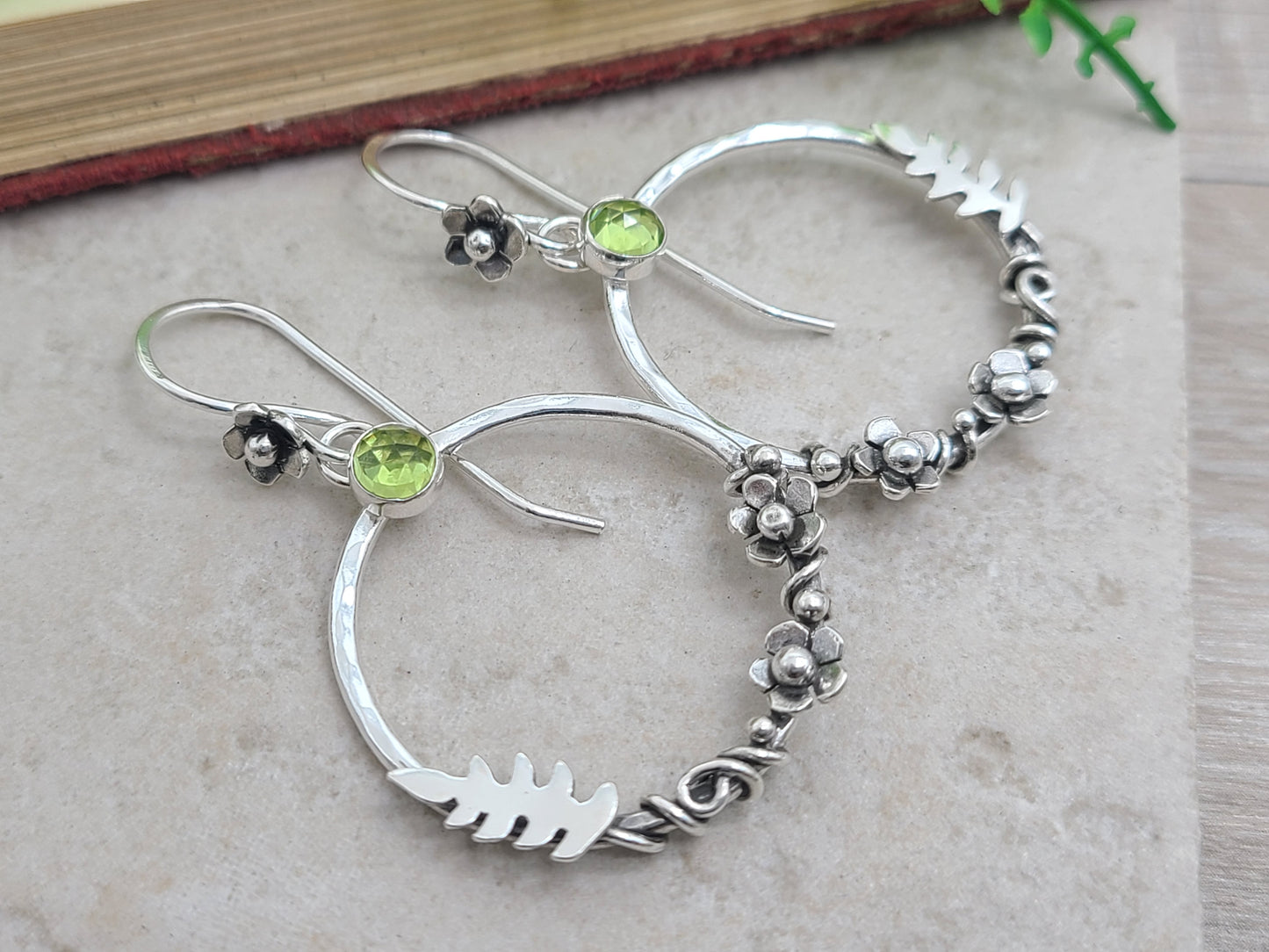 Sterling Silver Peridot Secret Garden Earrings