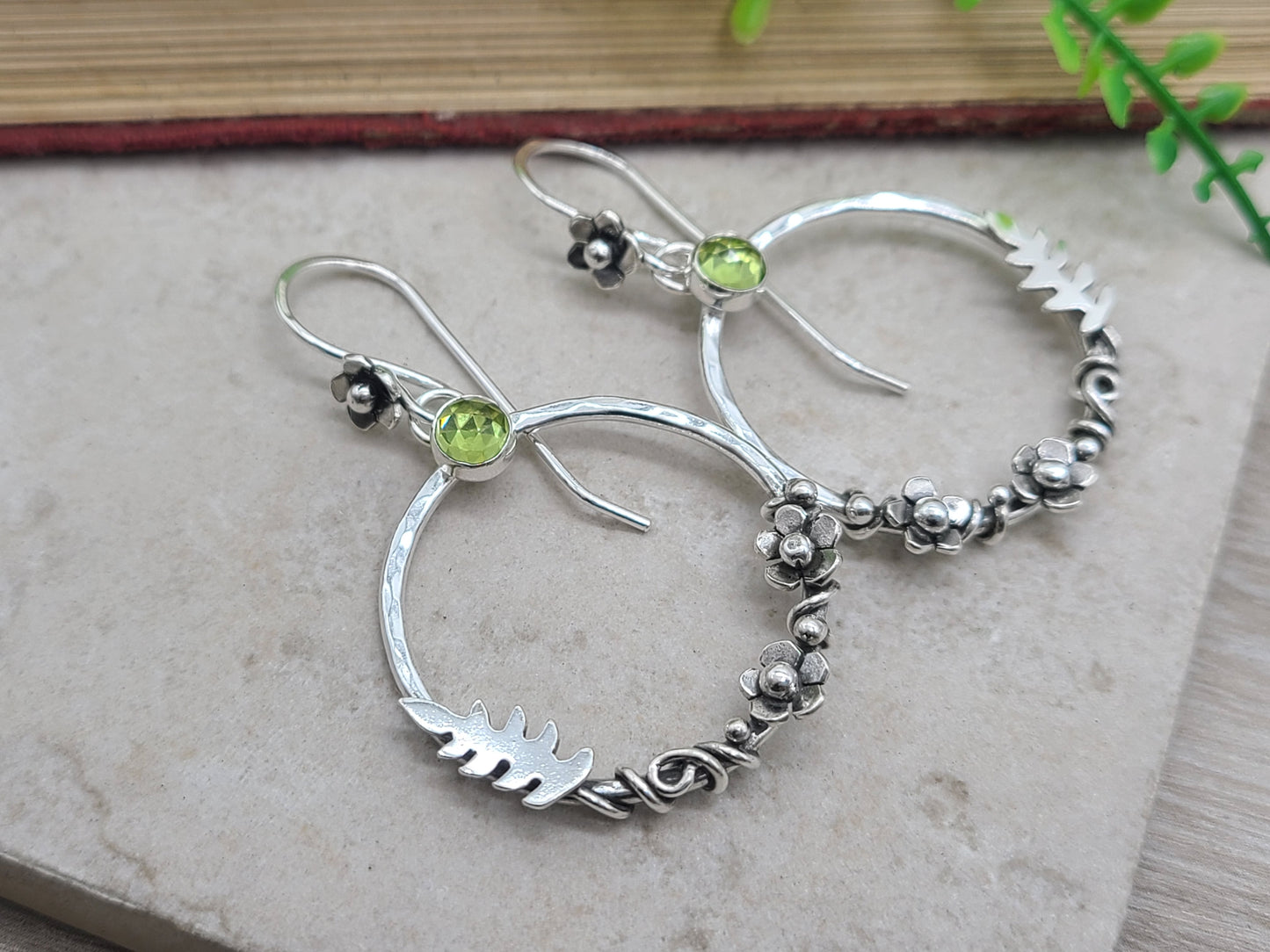 Sterling Silver Peridot Secret Garden Earrings