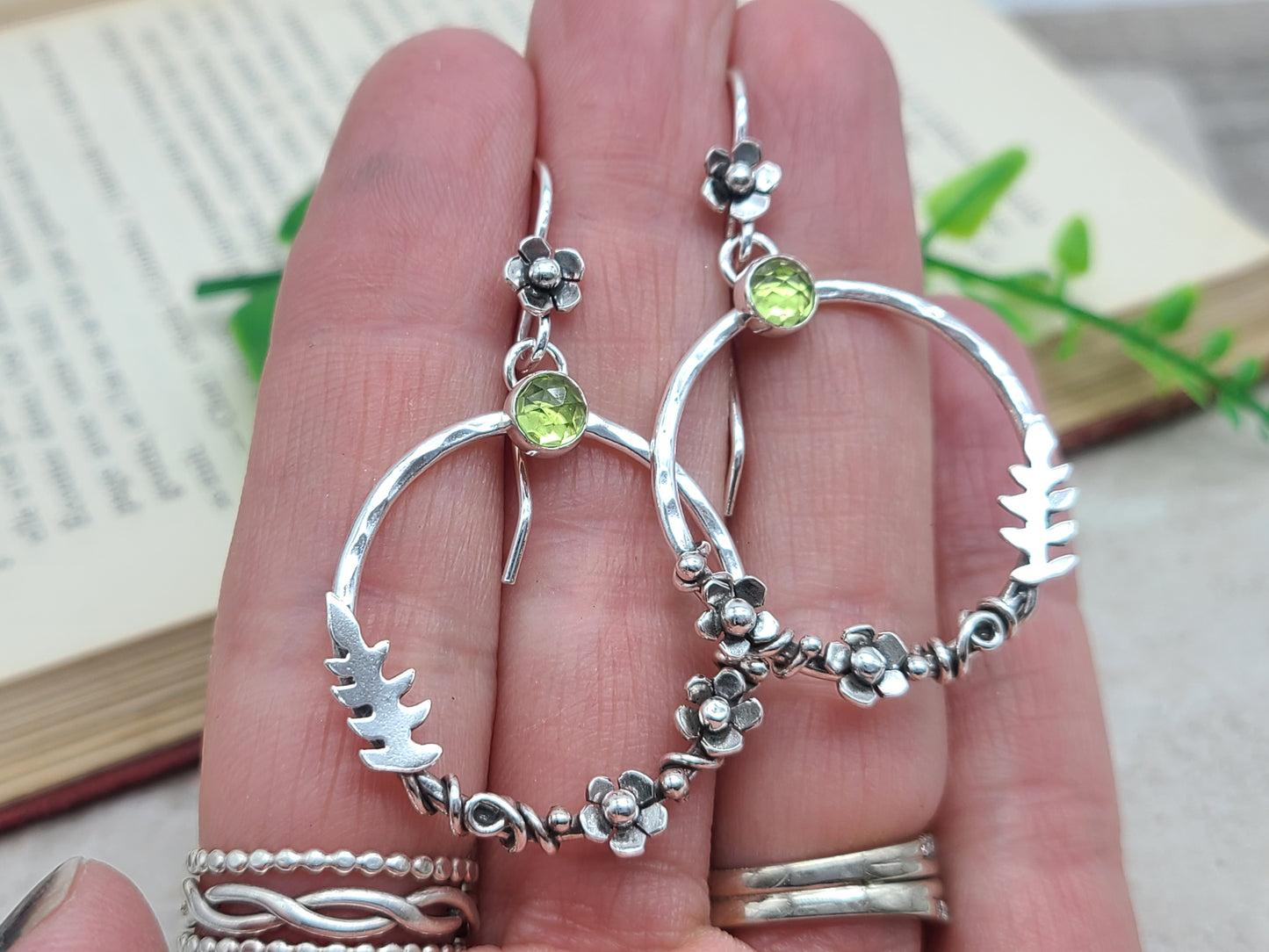 Sterling Silver Peridot Secret Garden Earrings