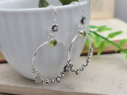 Sterling Silver Peridot Secret Garden Earrings