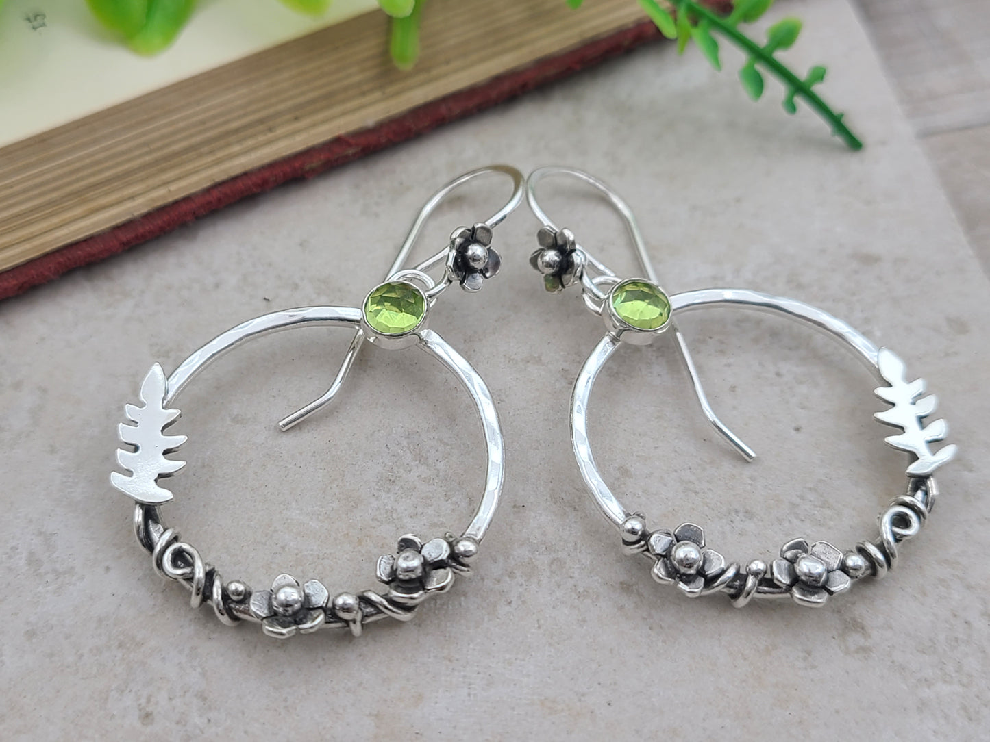 Sterling Silver Peridot Secret Garden Earrings