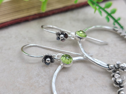 Sterling Silver Peridot Secret Garden Earrings