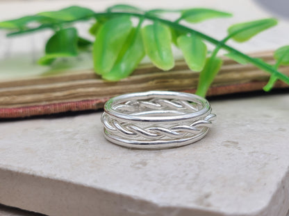 Sterling Hammered Stack Rings Set of 3