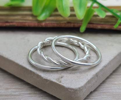 Sterling Hammered Stack Rings Set of 3